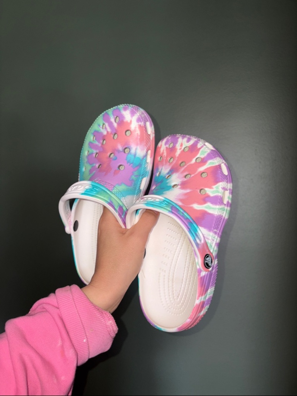 women’s Tie-Dye Croc Shoes - Pink, Purple & Teal